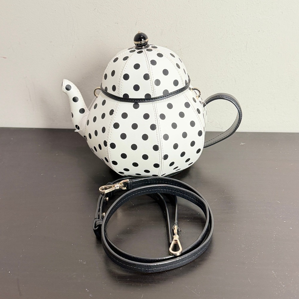 Kate Spade Alice in Wonderland Tea Party Teapot Polka Dot Crossbody Bag Purse